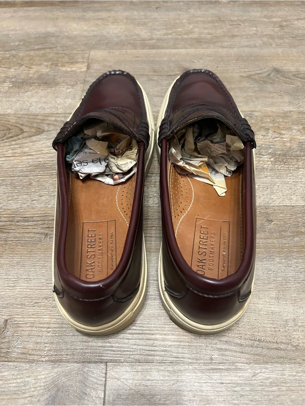 Oakstreet Boot Makers Men's Size 11 D Burgundy Beefroll Leather Penny Loafers